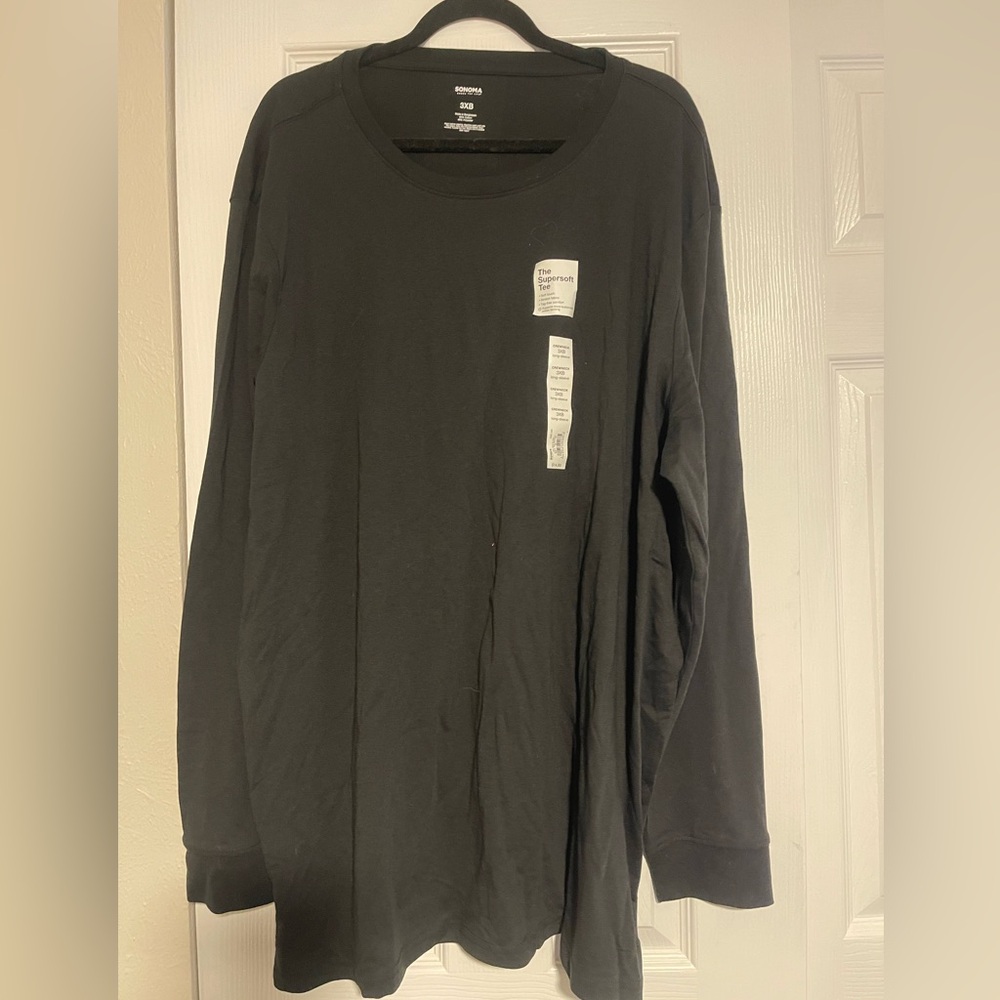 Sonoma Black Long Sleeve Tee Classic Crew Neck